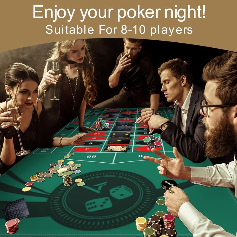 AQQA Roulette Table Mat 70 x 35 Inch, Durable, Water-Resistant Roulette Mat Made of 3mm Thick Rubber, Reinforced with Sturdy Stitching - Portable Casino Roulette Mat for Game Night Party - Image 2